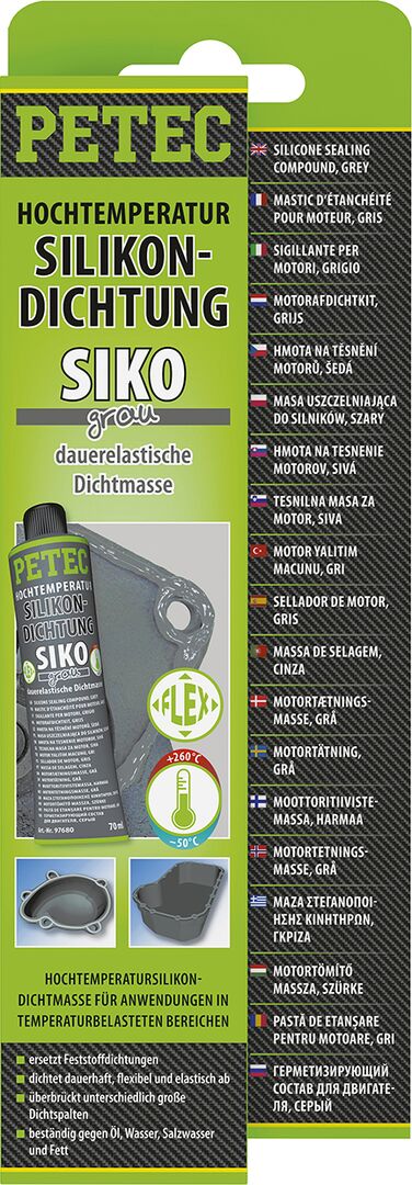 Petec SILIKONDICHTUNG, SIKO, 70 ML, GRAU, SB-KARTE 97680